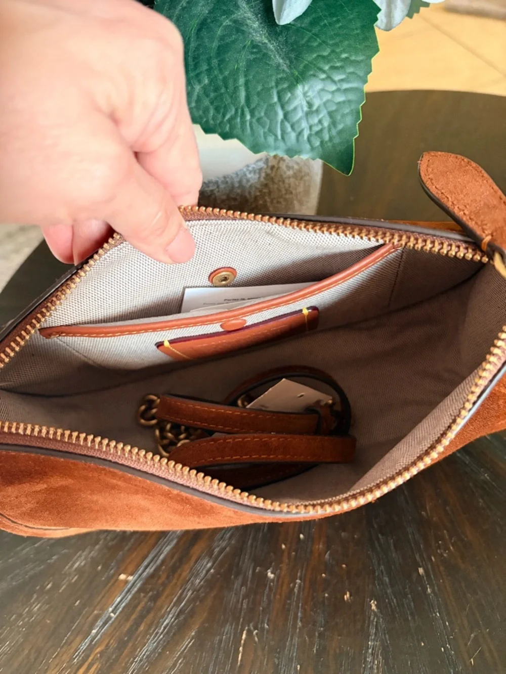 Coach Waverly Suede Shoulder Bag with Gold Chain - Picture 4 of 4